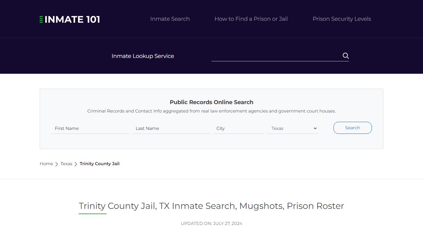 Trinity County Jail, TX Inmate Search, Mugshots, Prison Roster