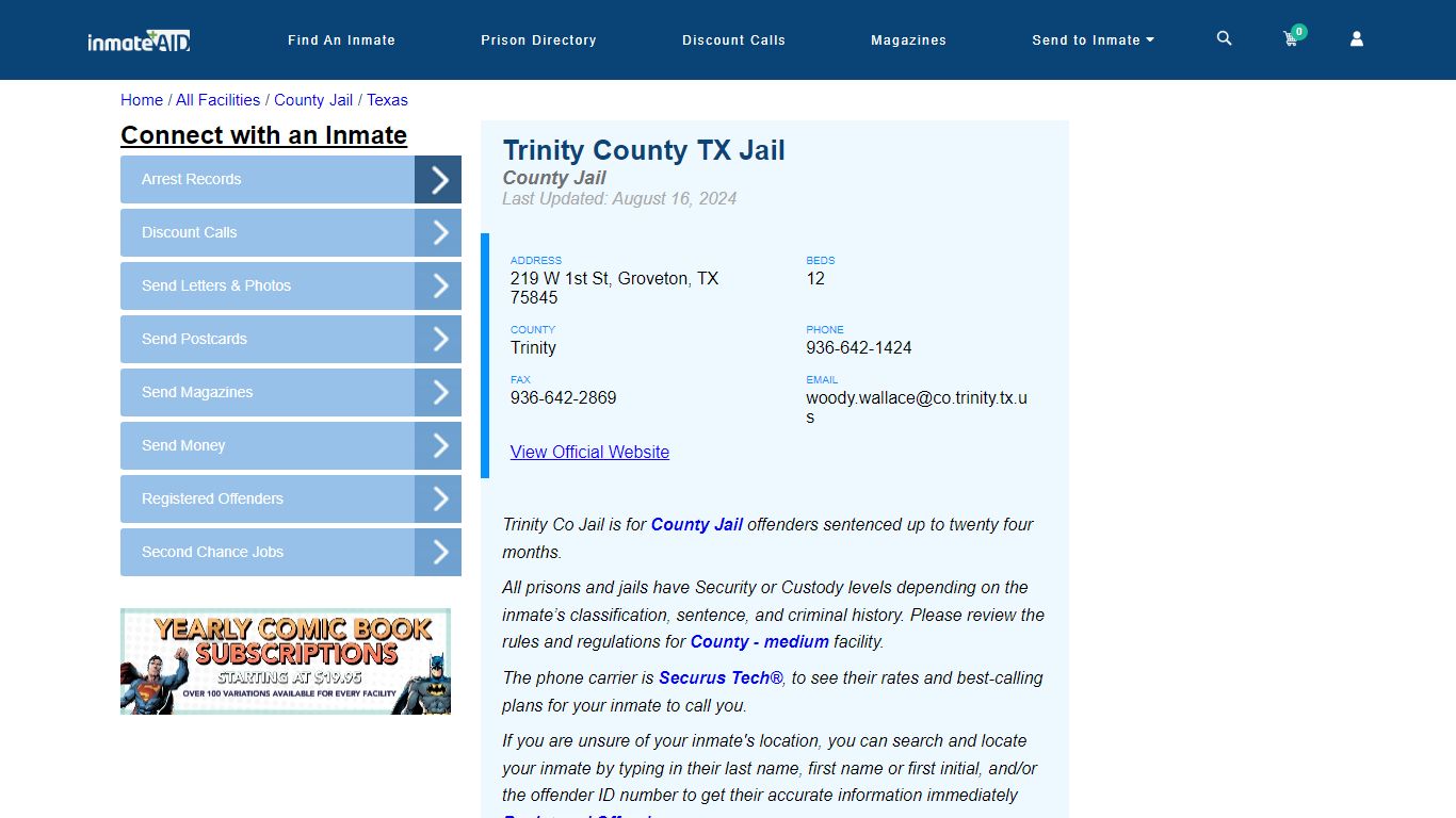 Trinity County TX Jail - Inmate Locator